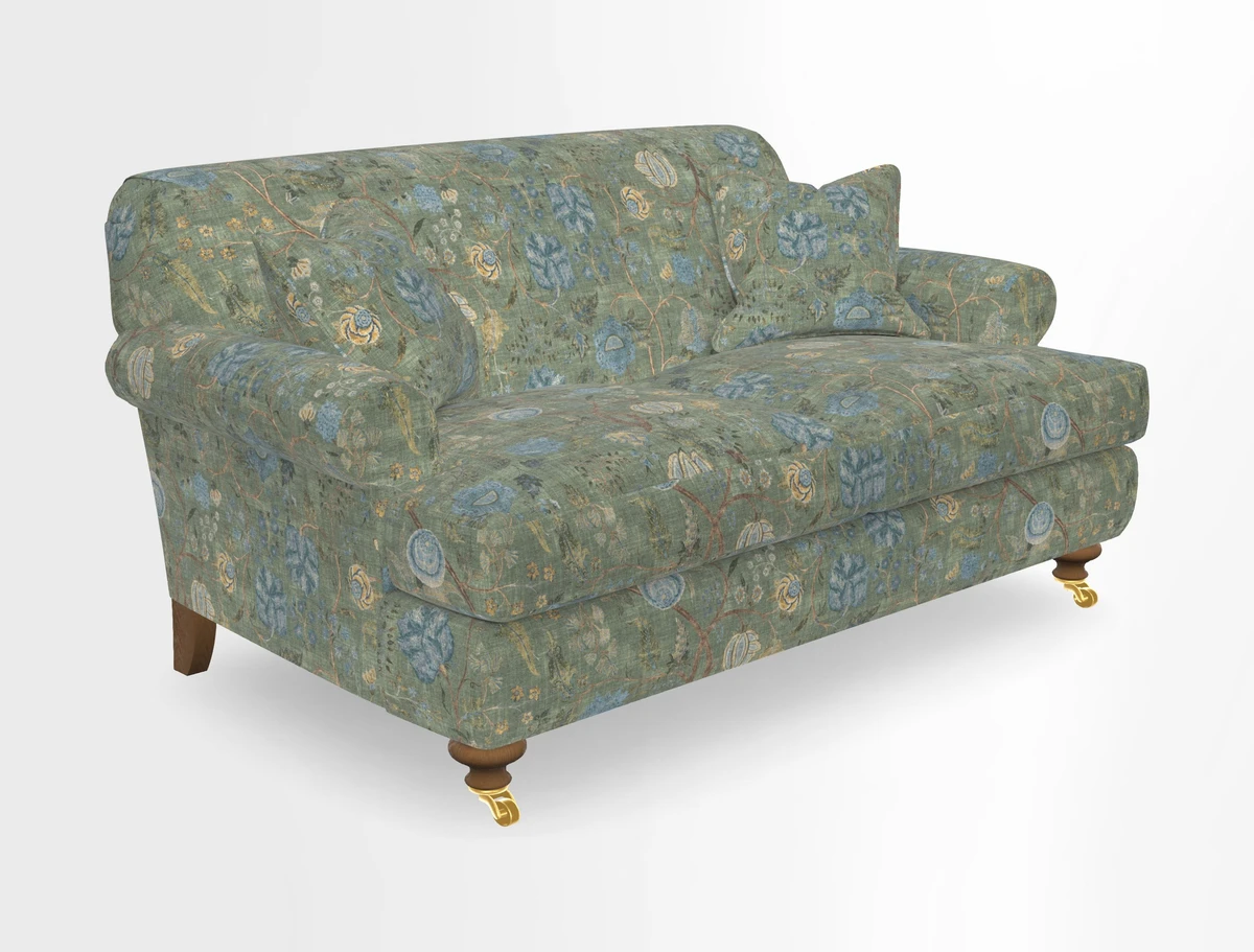 Hampton 3 Seater Sofa in V&A Threads of India Opulent Velvets Regal Poppy Chalk