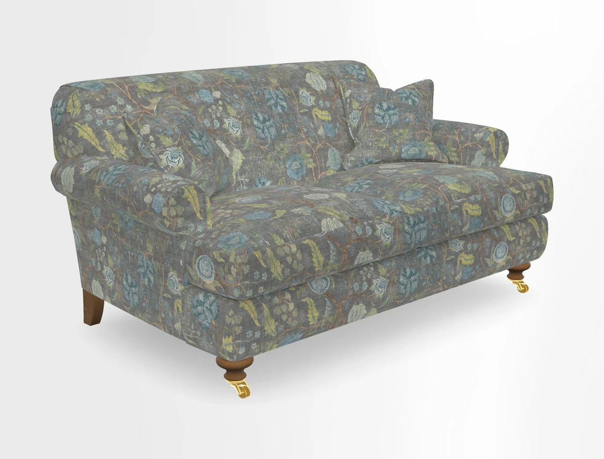 Hampton 3 Seater Sofa in V&A Threads of India Opulent Velvets Regal Poppy Chalk