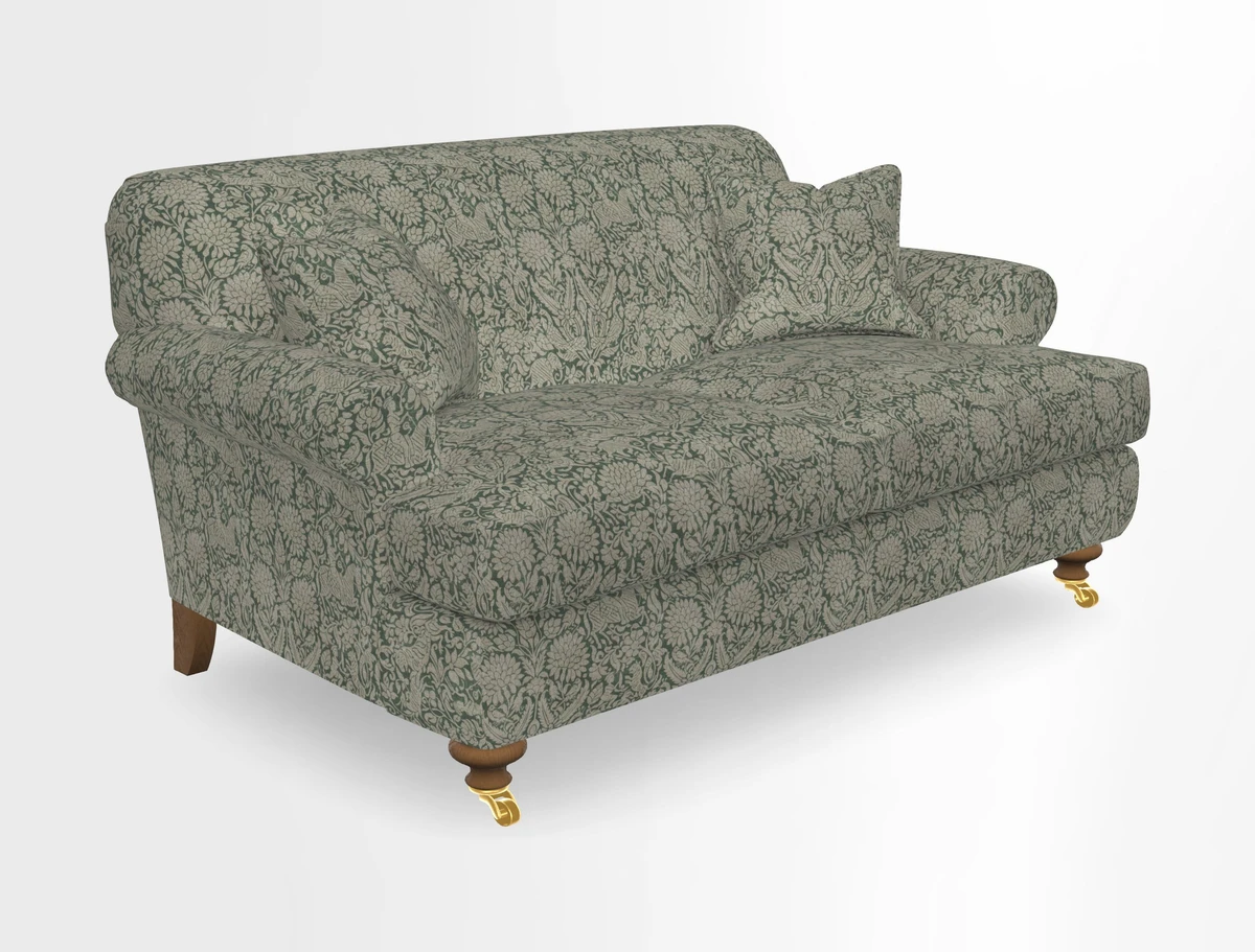 Hampton 3 Seater Sofa in V&A Threads of India Opulent Velvets Regal Poppy Chalk