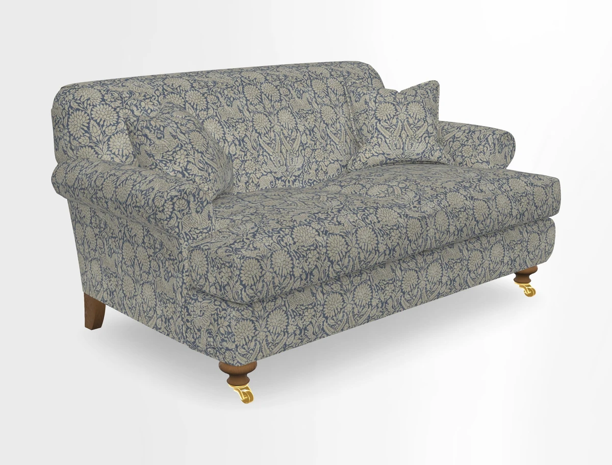 Hampton 3 Seater Sofa in V&A Threads of India Opulent Velvets Regal Poppy Chalk