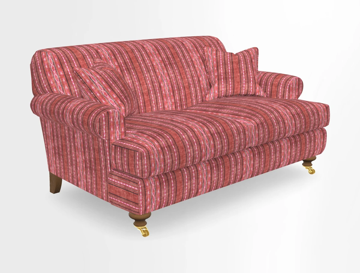 Hampton 3 Seater Sofa in V&A Threads of India Opulent Velvets Regal Poppy Chalk