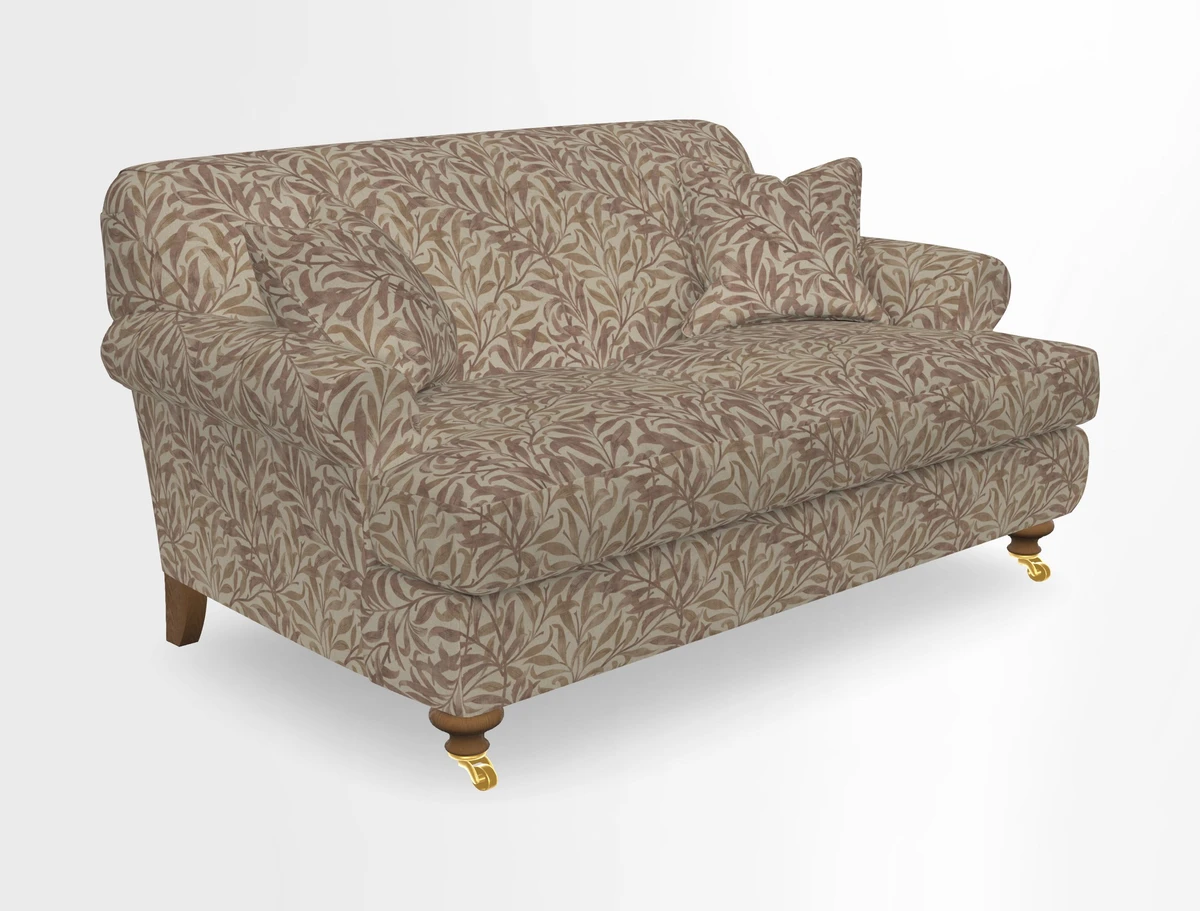 Hampton 3 Seater Sofa in V&A Threads of India Opulent Velvets Regal Poppy Chalk