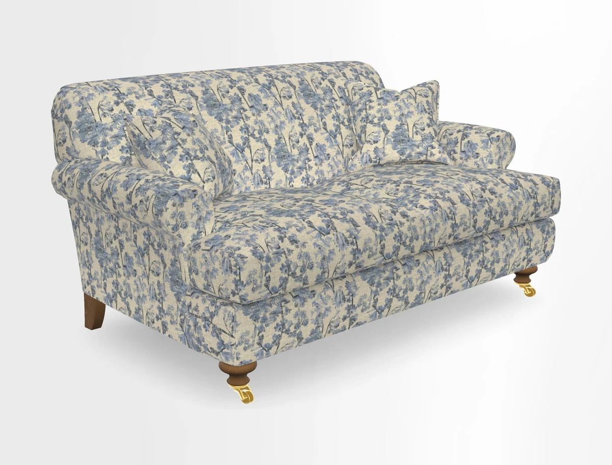 Hampton 3 Seater Sofa in V&A Threads of India Opulent Velvets Regal Poppy Chalk