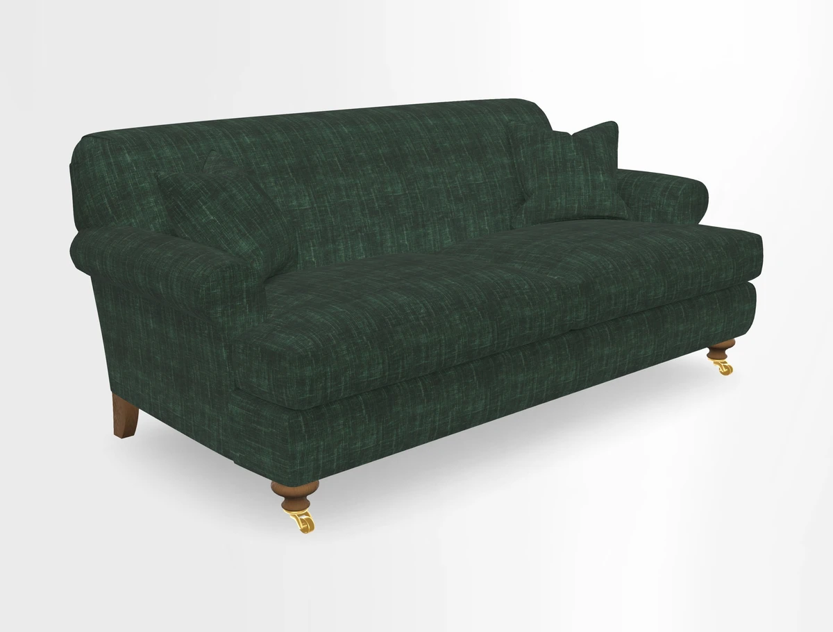 Hampton 3 Seater Sofa in V&A Threads of India Opulent Velvets Regal Poppy Chalk