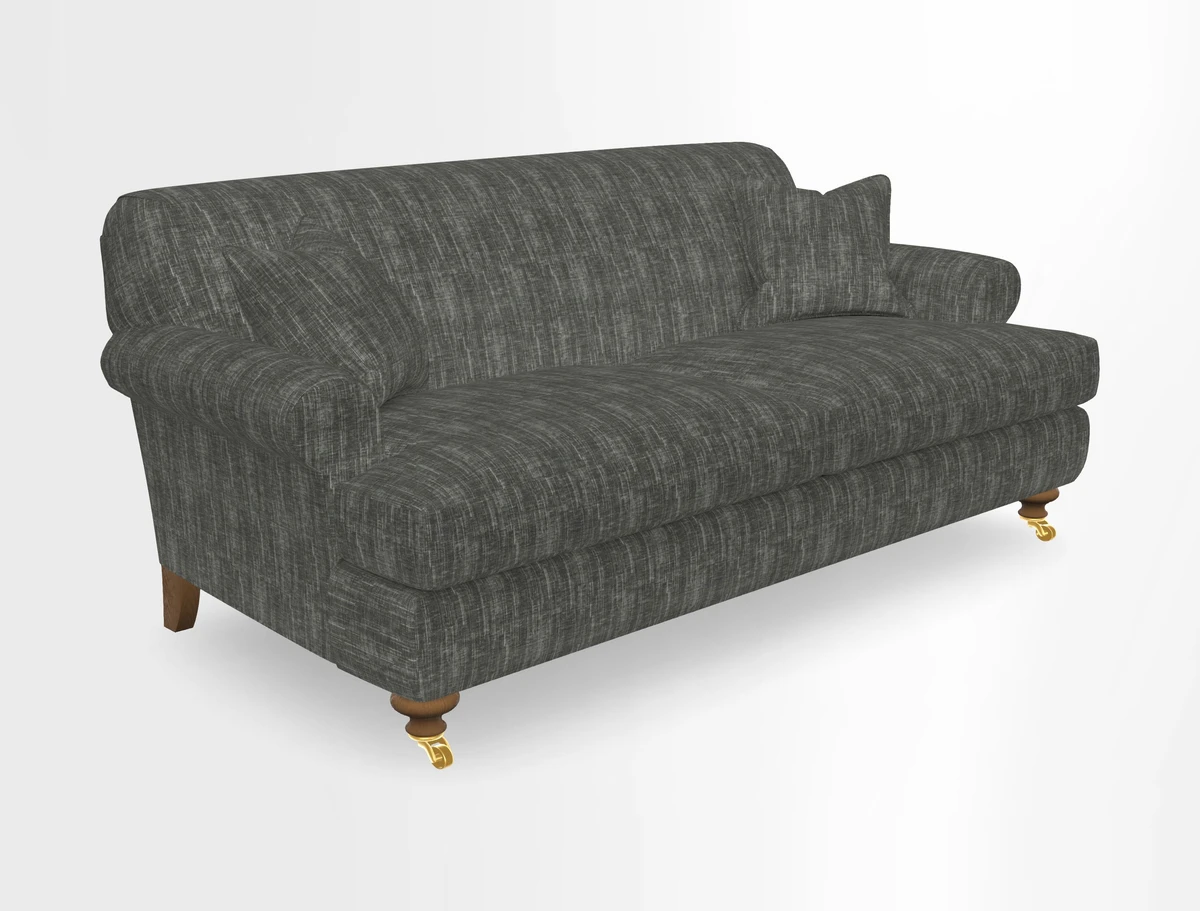 Hampton 3 Seater Sofa in V&A Threads of India Opulent Velvets Regal Poppy Chalk