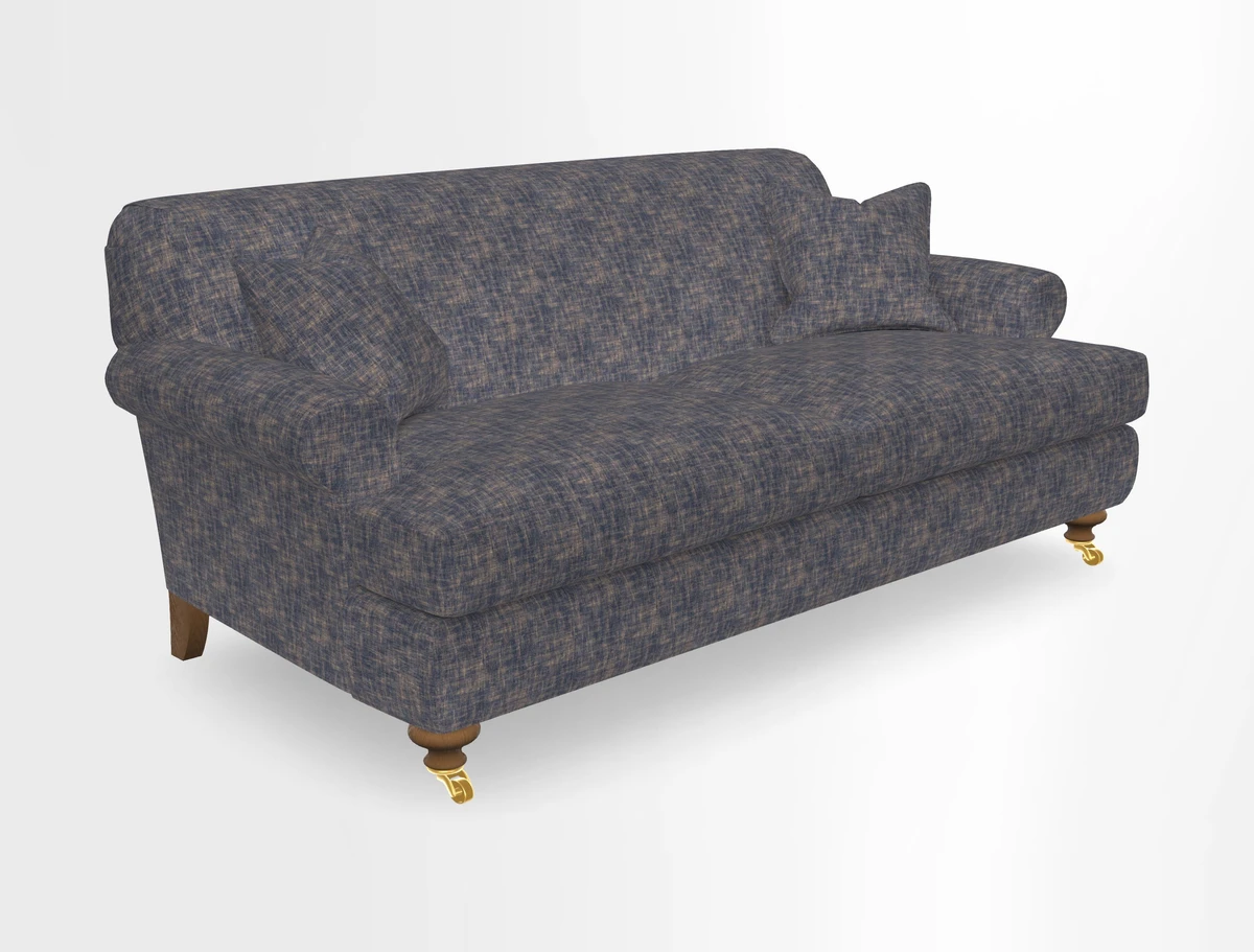 Hampton 3 Seater Sofa in V&A Threads of India Opulent Velvets Regal Poppy Chalk