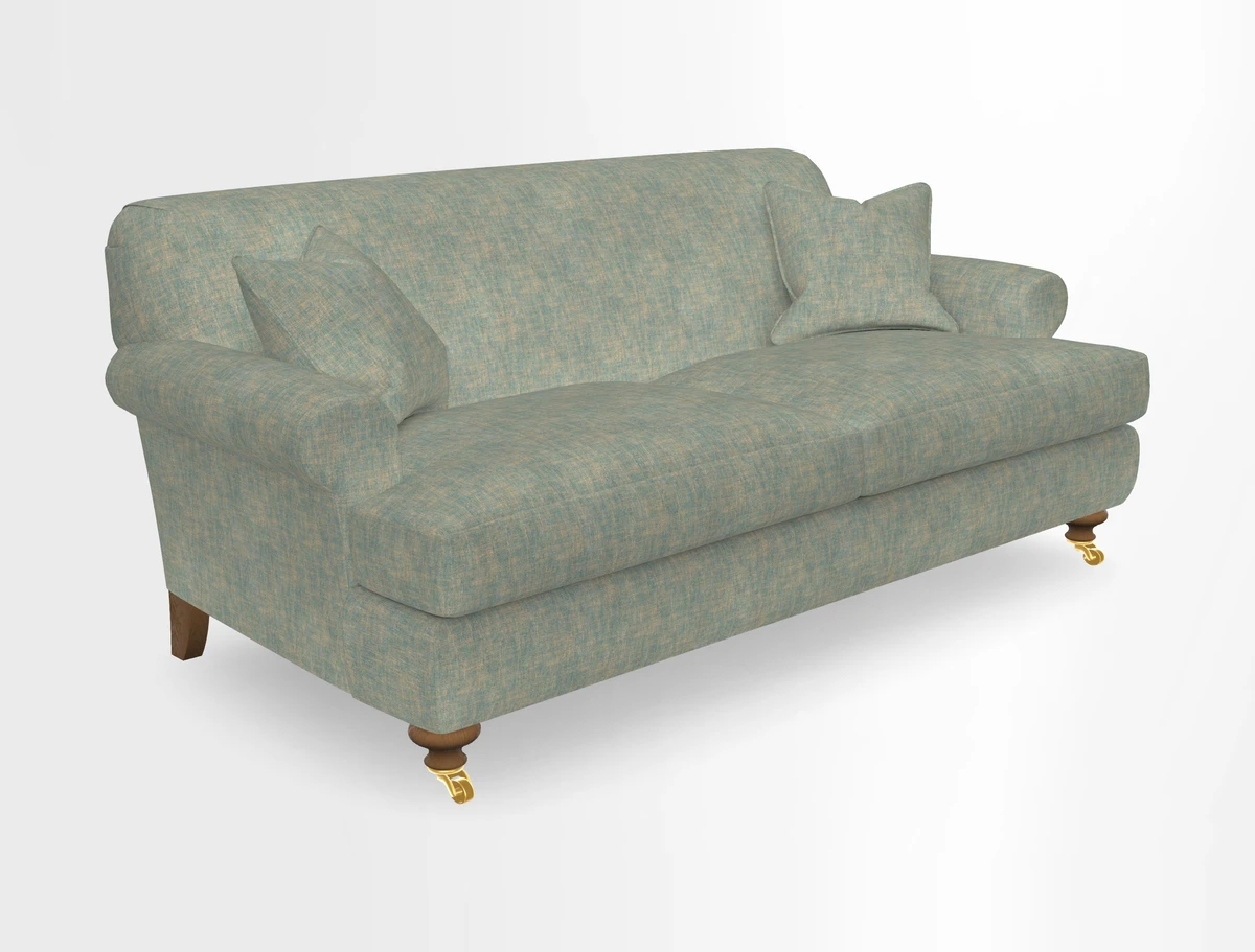 Hampton 3 Seater Sofa in V&A Threads of India Opulent Velvets Regal Poppy Chalk