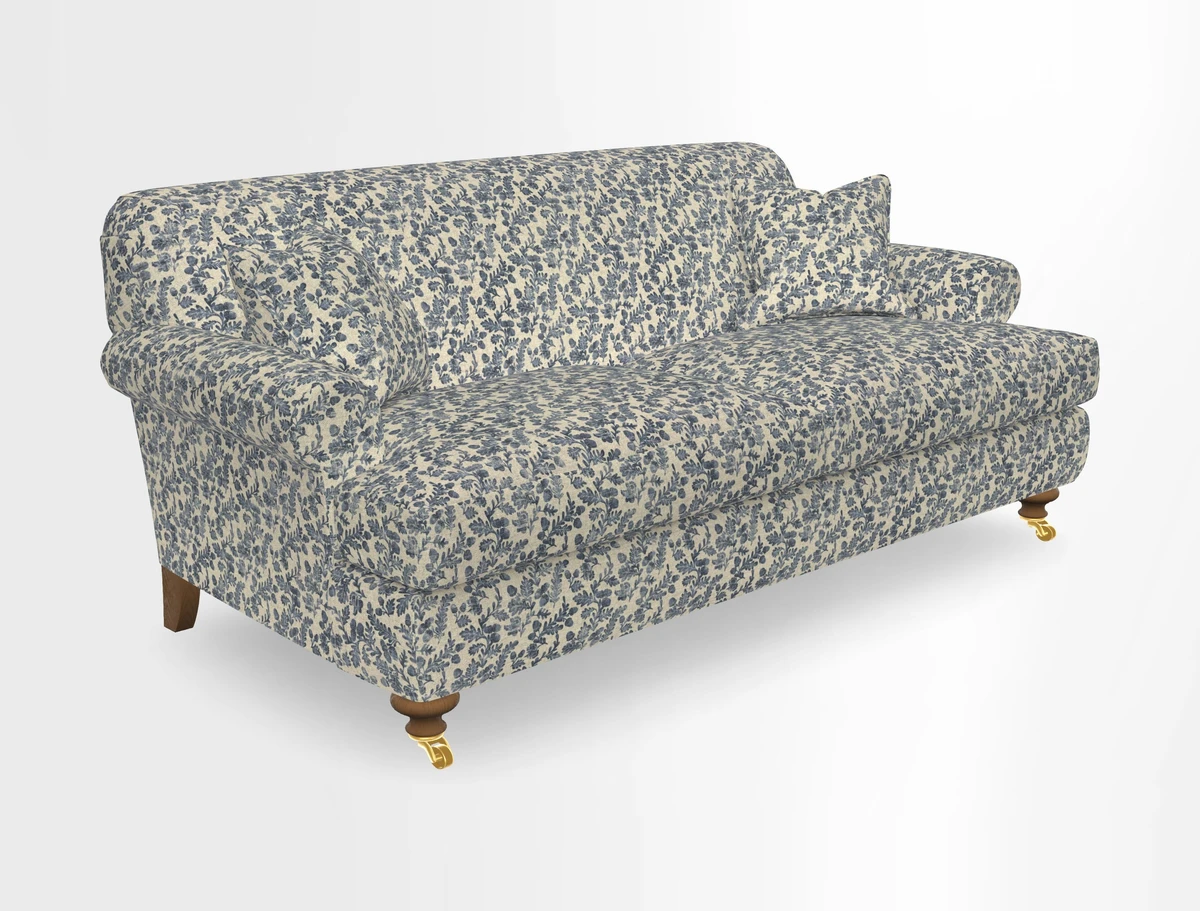 Hampton 3 Seater Sofa in V&A Threads of India Opulent Velvets Regal Poppy Chalk