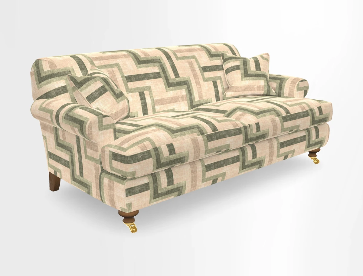 Hampton 3 Seater Sofa in V&A Threads of India Opulent Velvets Regal Poppy Chalk