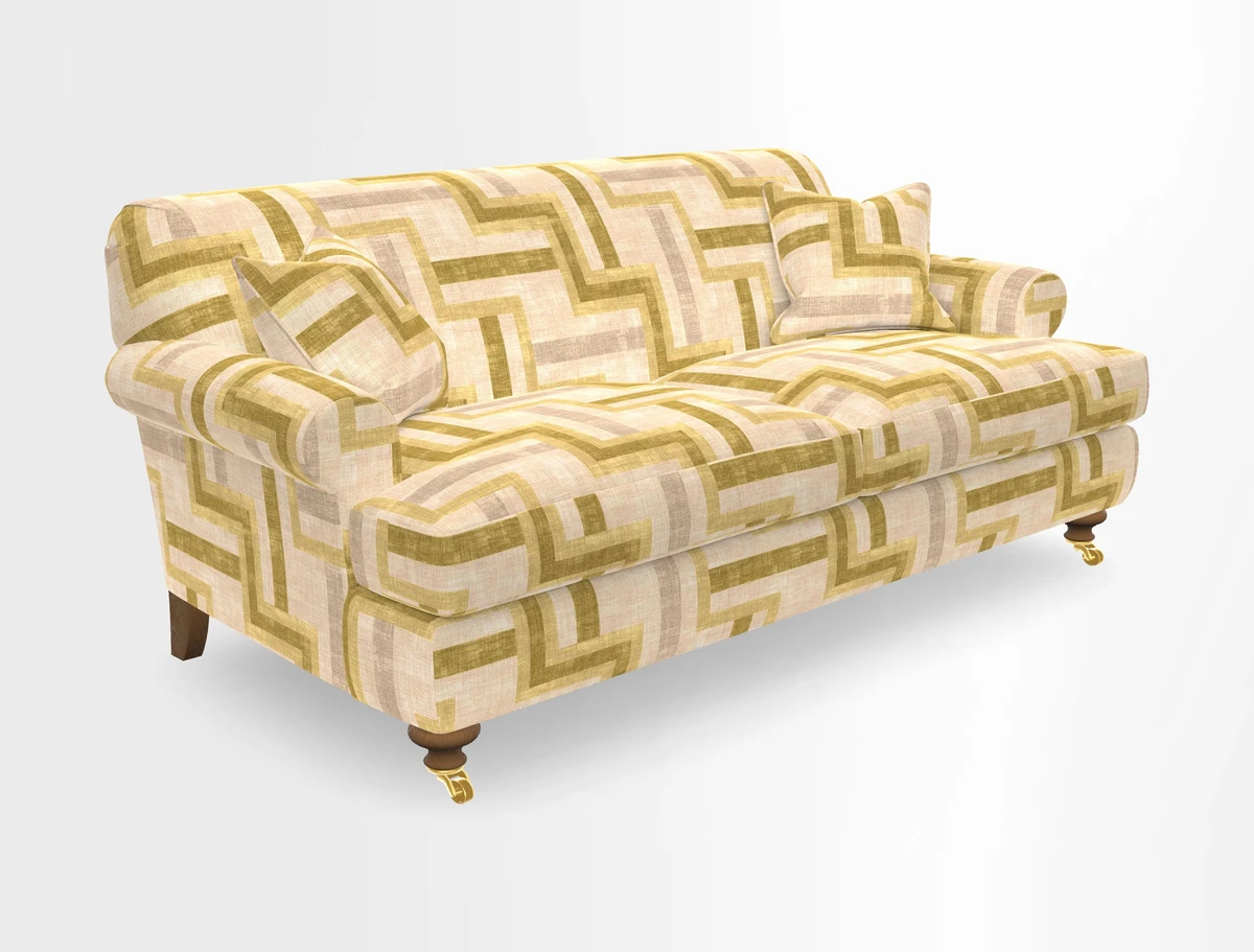 Hampton 3 Seater Sofa in V&A Threads of India Opulent Velvets Regal Poppy Chalk