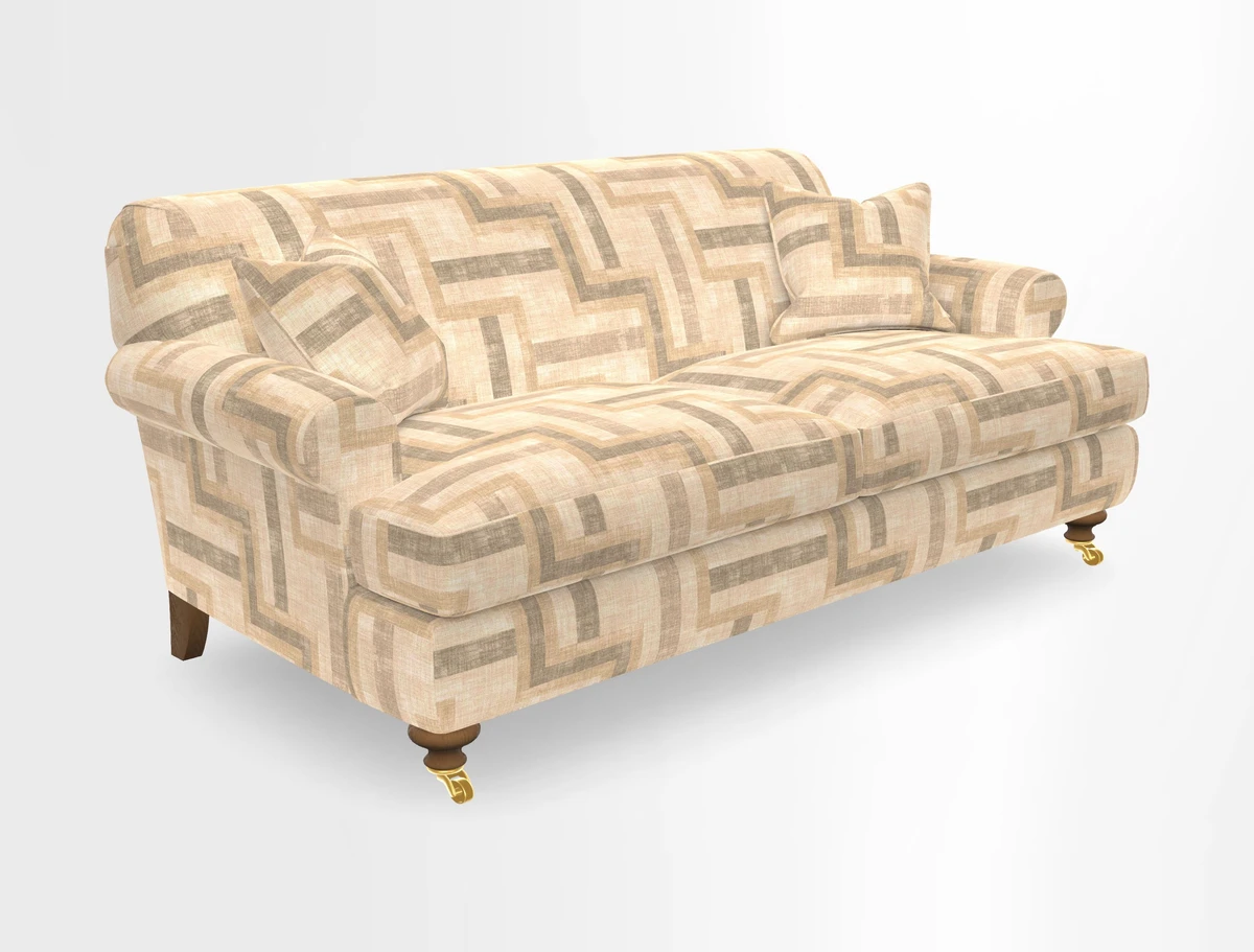Hampton 3 Seater Sofa in V&A Threads of India Opulent Velvets Regal Poppy Chalk