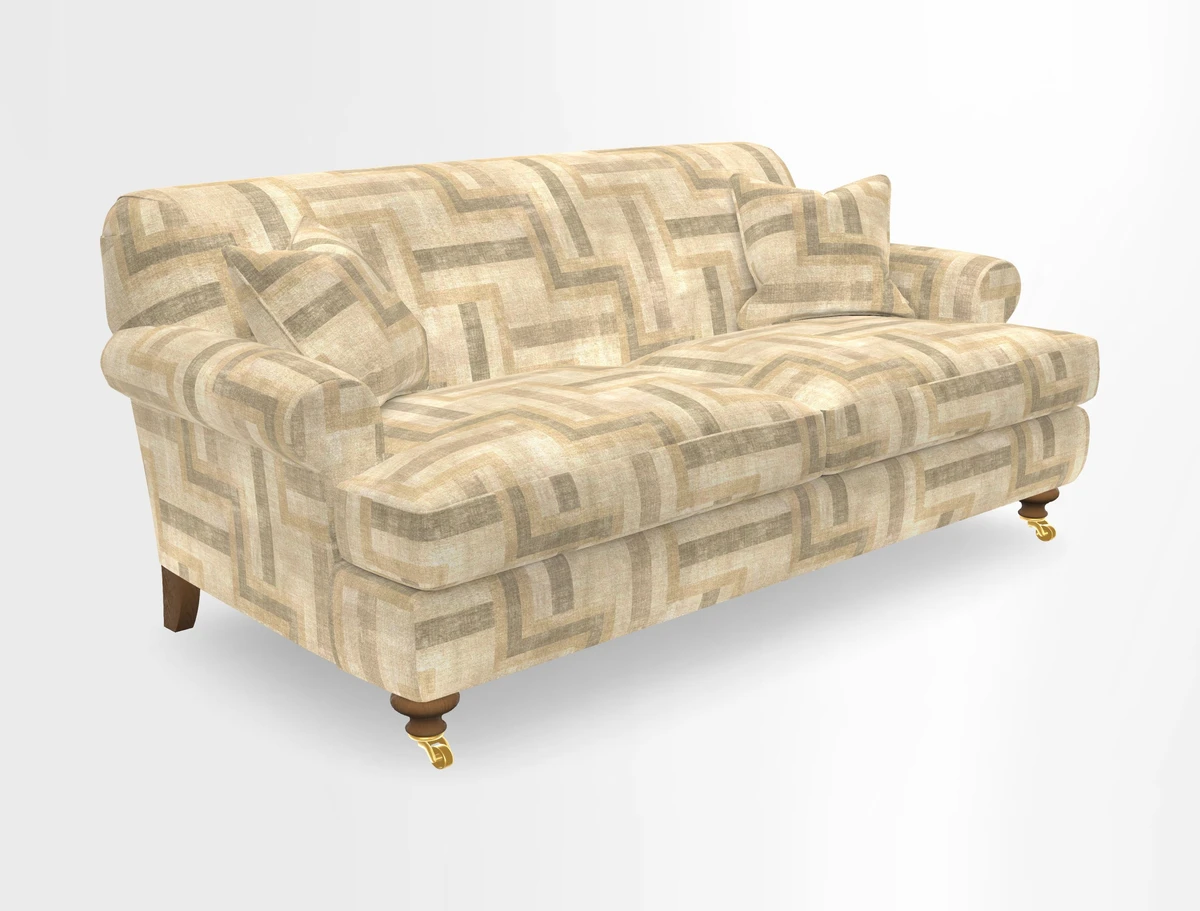 Hampton 3 Seater Sofa in V&A Threads of India Opulent Velvets Regal Poppy Chalk