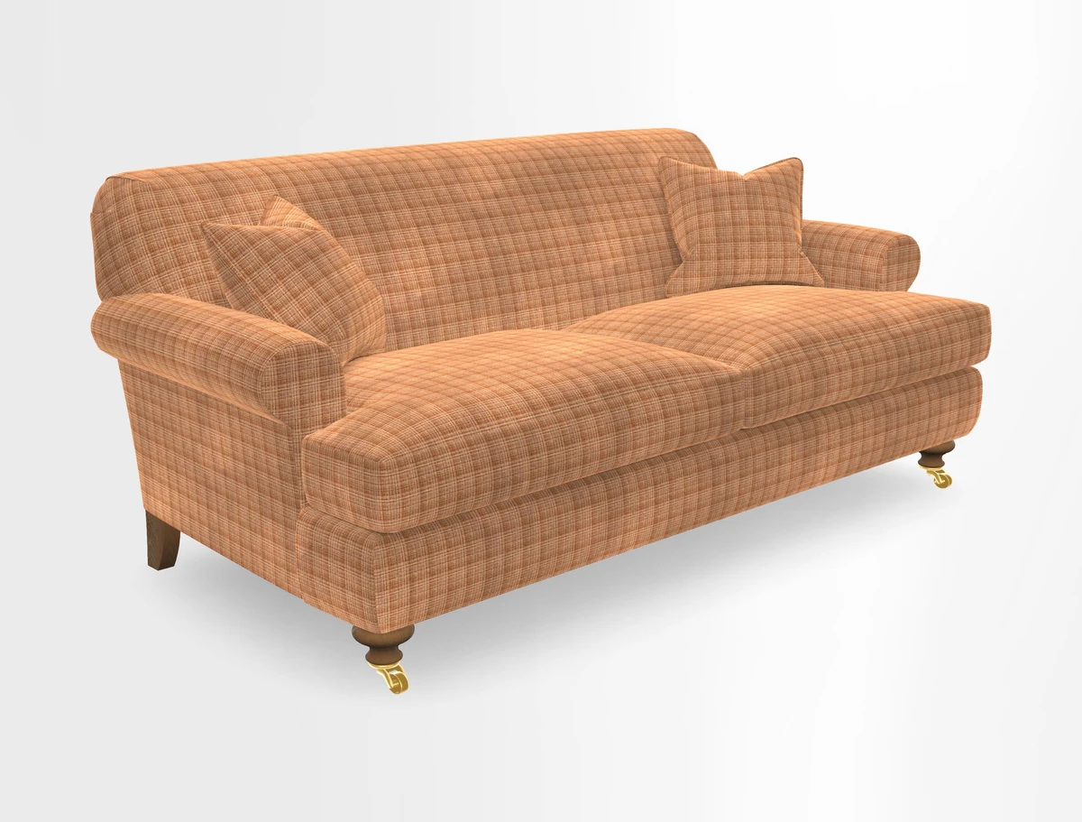 Hampton 3 Seater Sofa in V&A Threads of India Opulent Velvets Regal Poppy Chalk