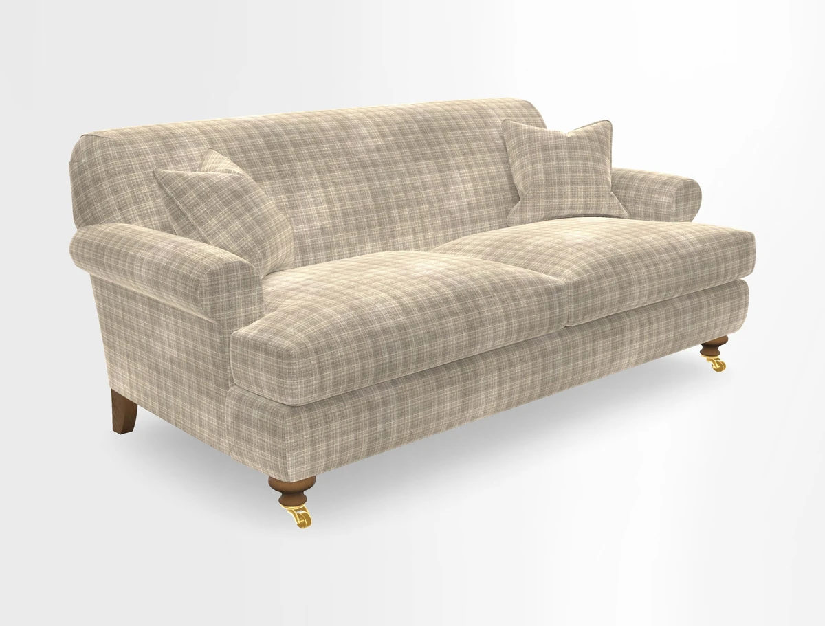 Hampton 3 Seater Sofa in V&A Threads of India Opulent Velvets Regal Poppy Chalk