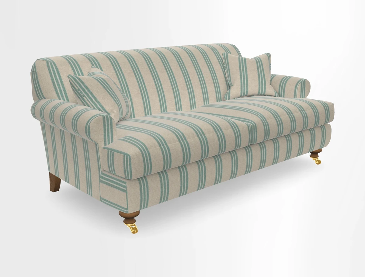 Hampton 3 Seater Sofa in V&A Threads of India Opulent Velvets Regal Poppy Chalk