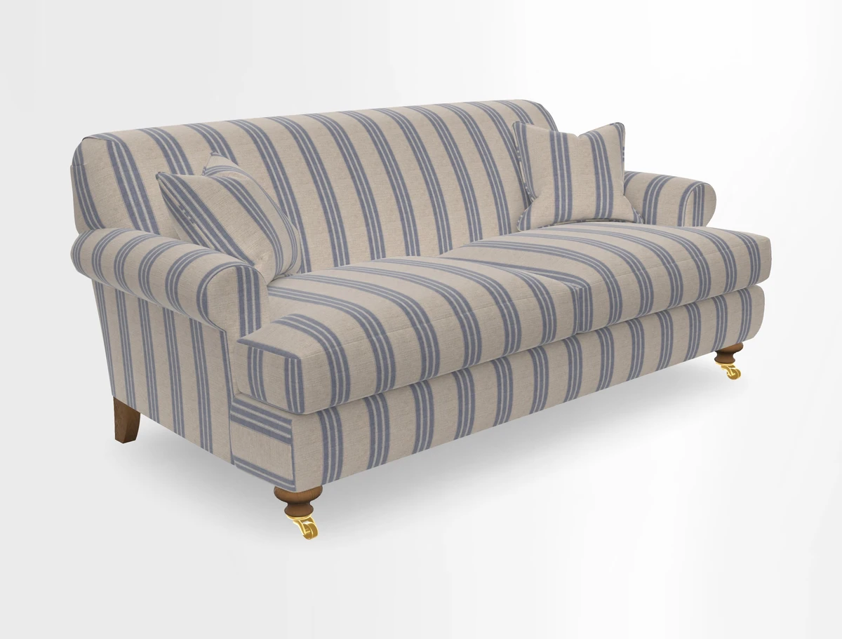Hampton 3 Seater Sofa in V&A Threads of India Opulent Velvets Regal Poppy Chalk