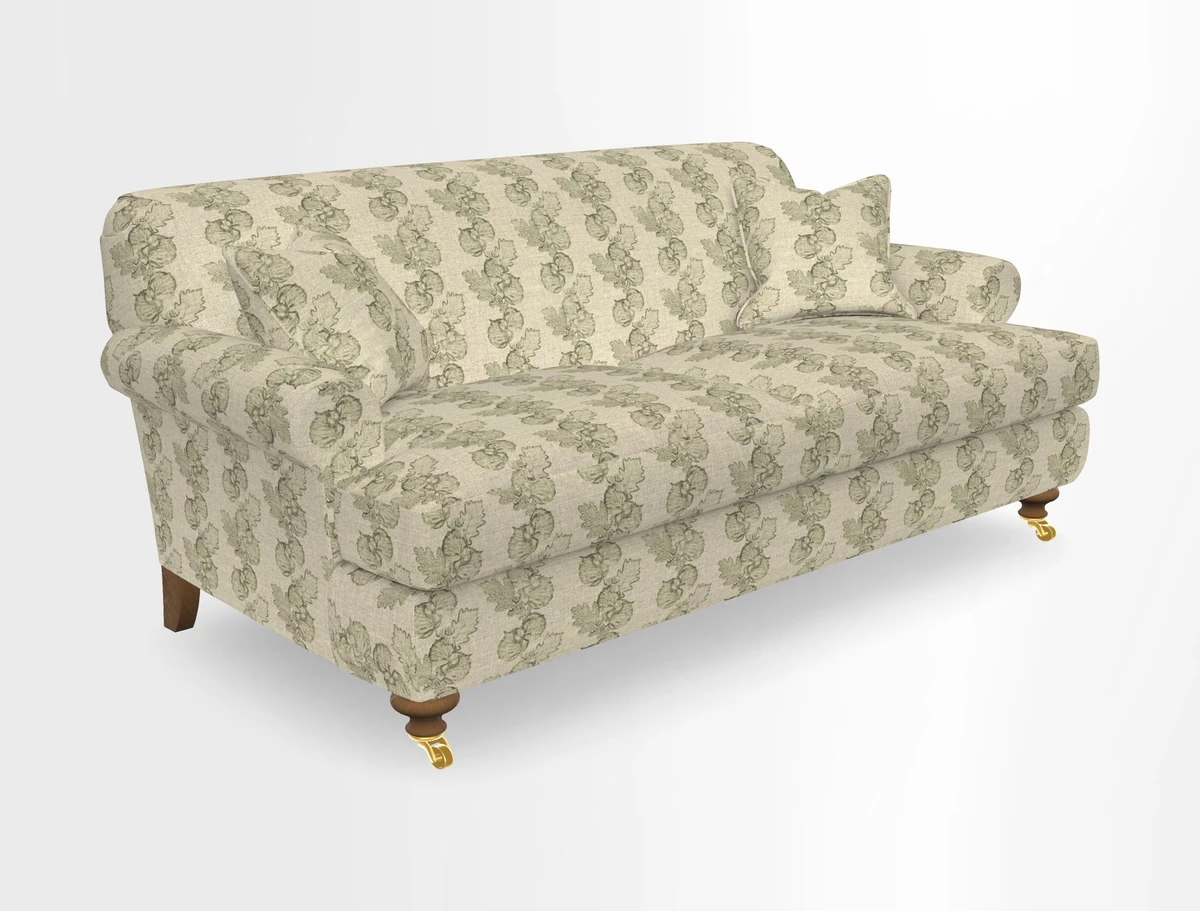 Hampton 3 Seater Sofa in V&A Threads of India Opulent Velvets Regal Poppy Chalk