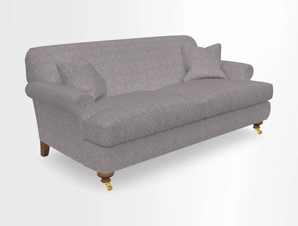 Hampton 3 Seater Sofa in V&A Threads of India Opulent Velvets Regal Poppy Chalk