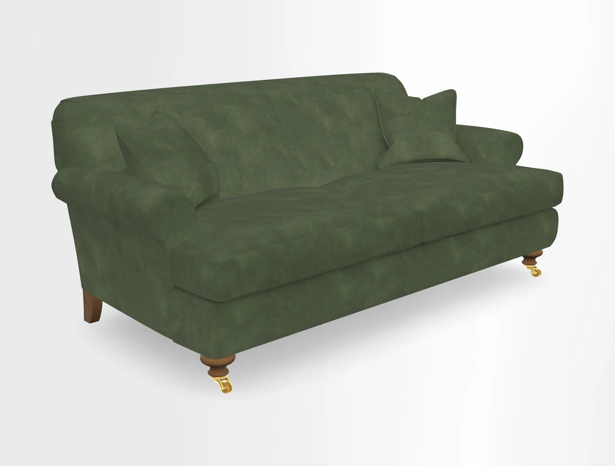 Hampton 3 Seater Sofa in V&A Threads of India Opulent Velvets Regal Poppy Chalk