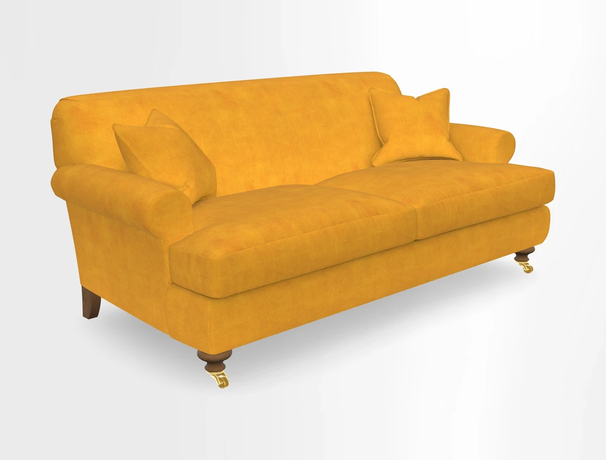 Hampton 3 Seater Sofa in V&A Threads of India Opulent Velvets Regal Poppy Chalk