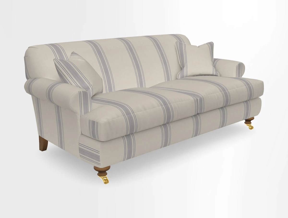 Hampton 3 Seater Sofa in V&A Threads of India Opulent Velvets Regal Poppy Chalk