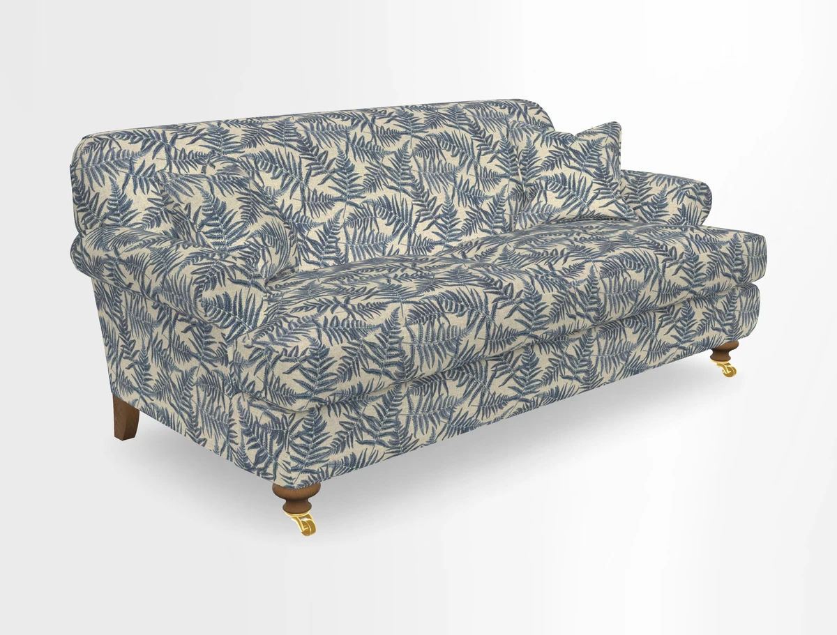 Hampton 3 Seater Sofa in V&A Threads of India Opulent Velvets Regal Poppy Chalk
