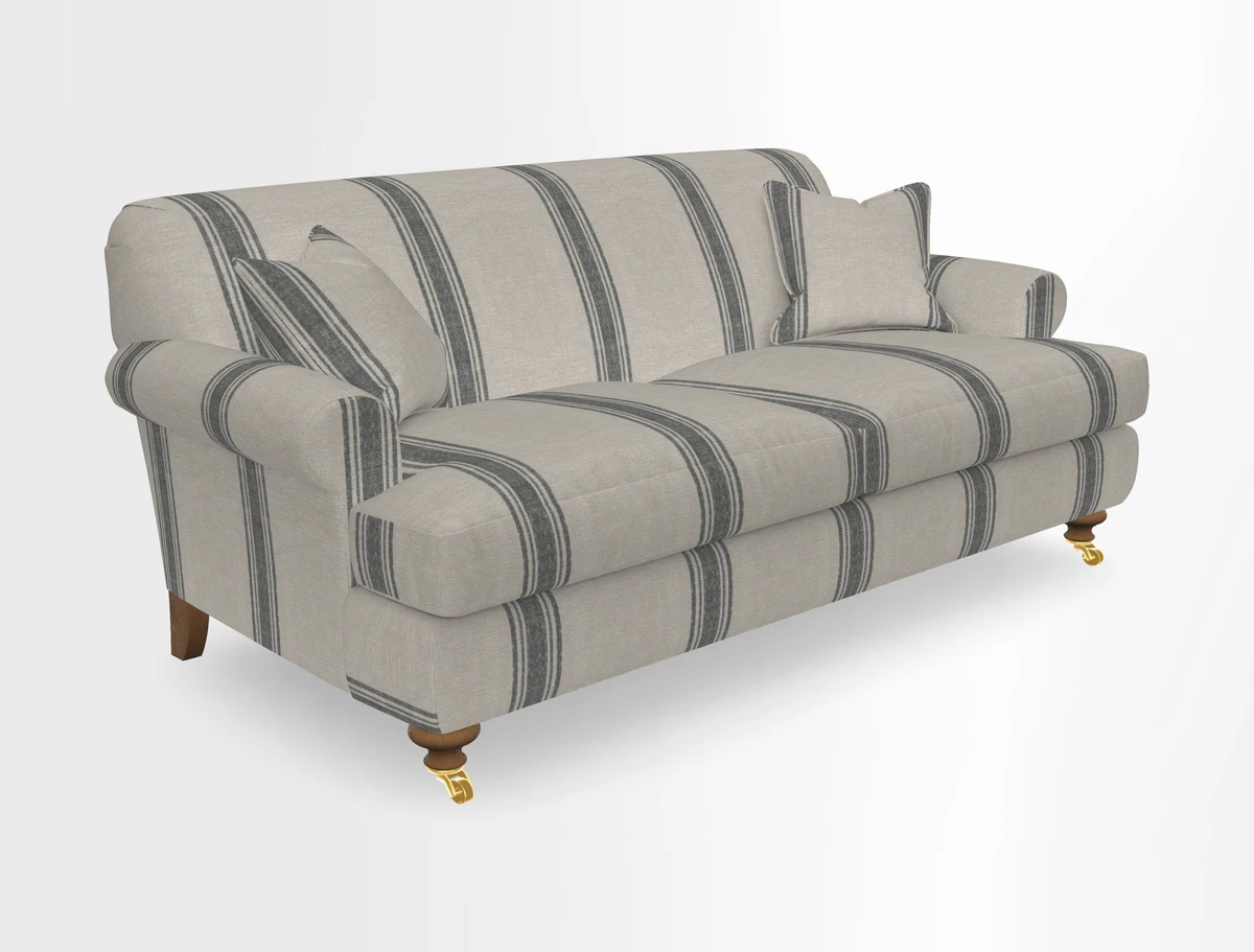 Hampton 3 Seater Sofa in V&A Threads of India Opulent Velvets Regal Poppy Chalk