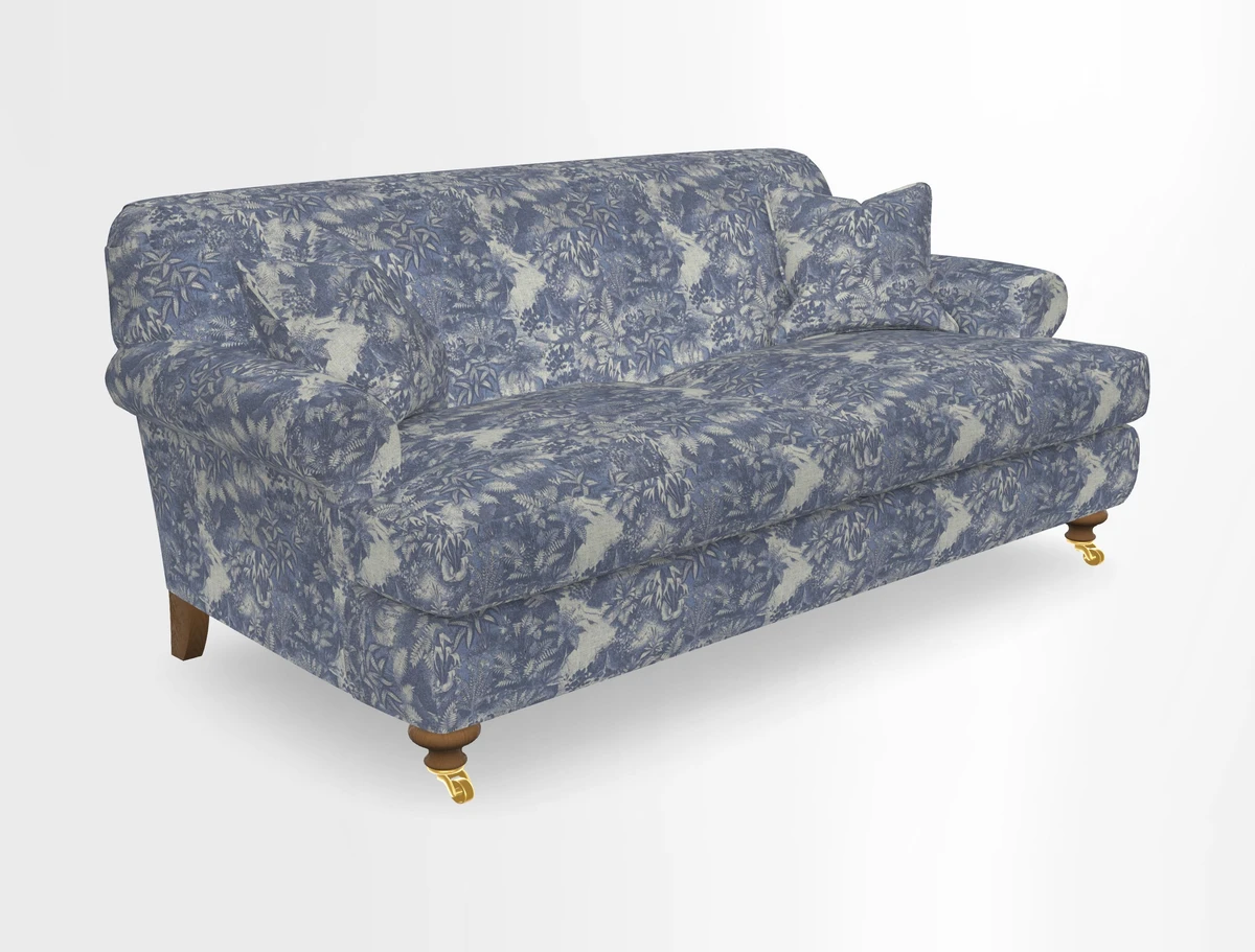 Hampton 3 Seater Sofa in V&A Threads of India Opulent Velvets Regal Poppy Chalk
