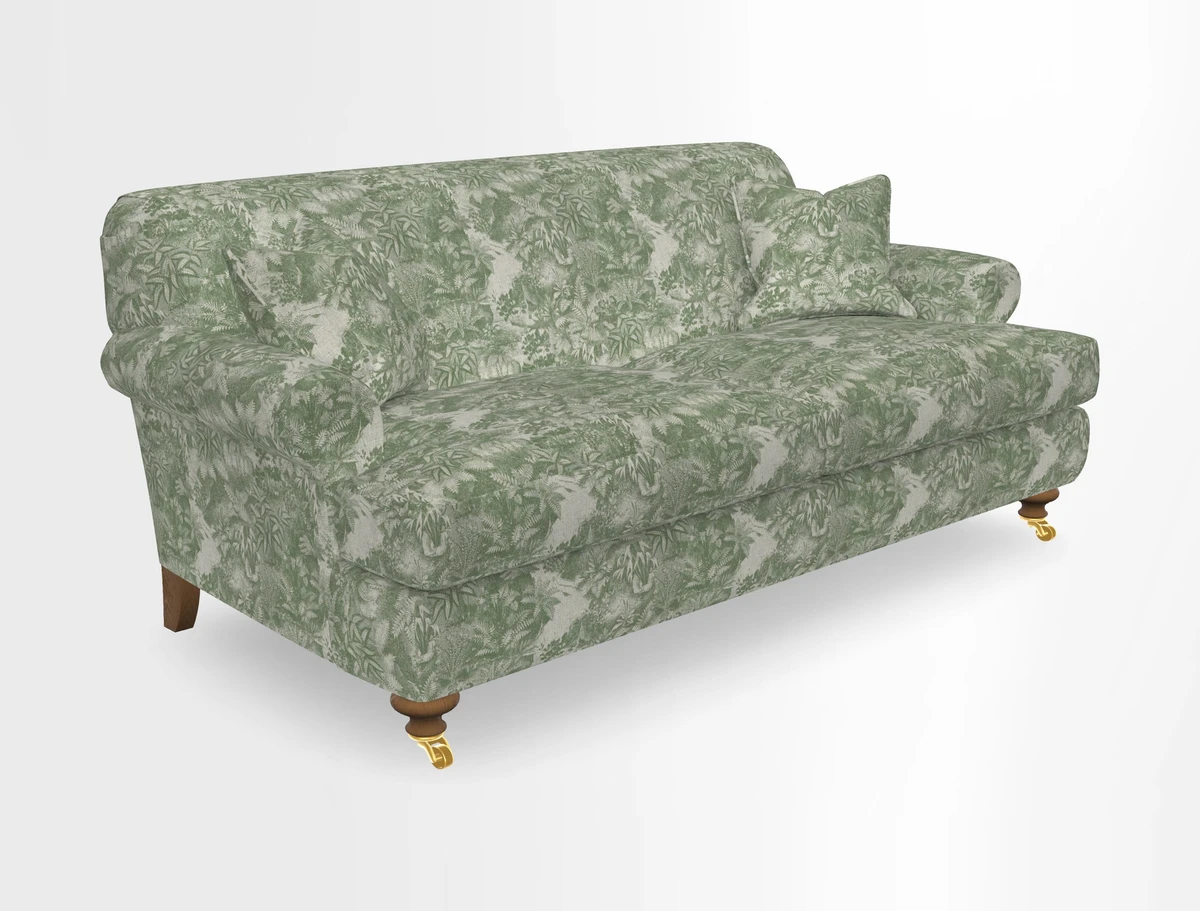Hampton 3 Seater Sofa in V&A Threads of India Opulent Velvets Regal Poppy Chalk