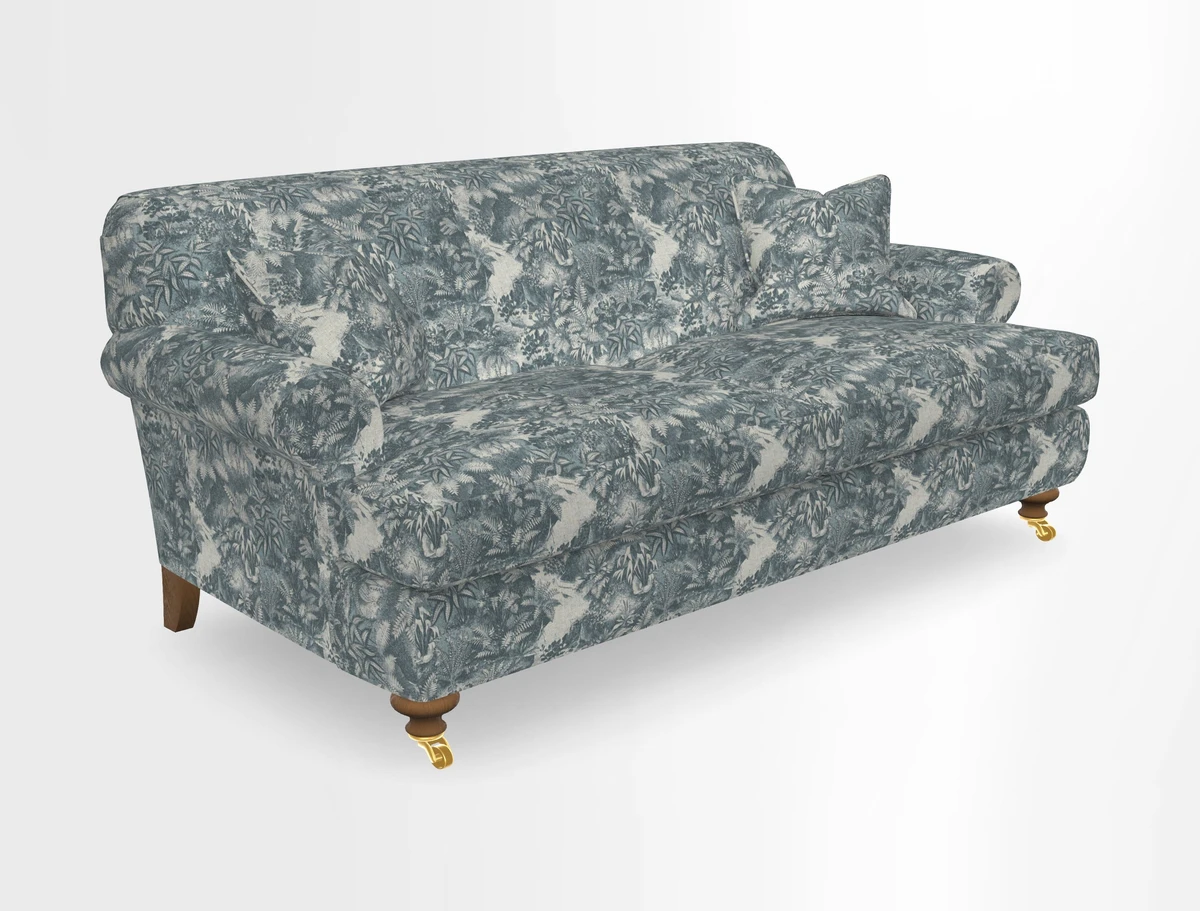 Hampton 3 Seater Sofa in V&A Threads of India Opulent Velvets Regal Poppy Chalk