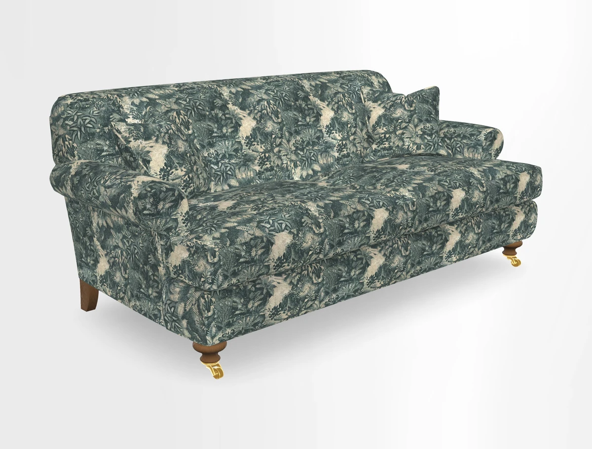 Hampton 3 Seater Sofa in V&A Threads of India Opulent Velvets Regal Poppy Chalk