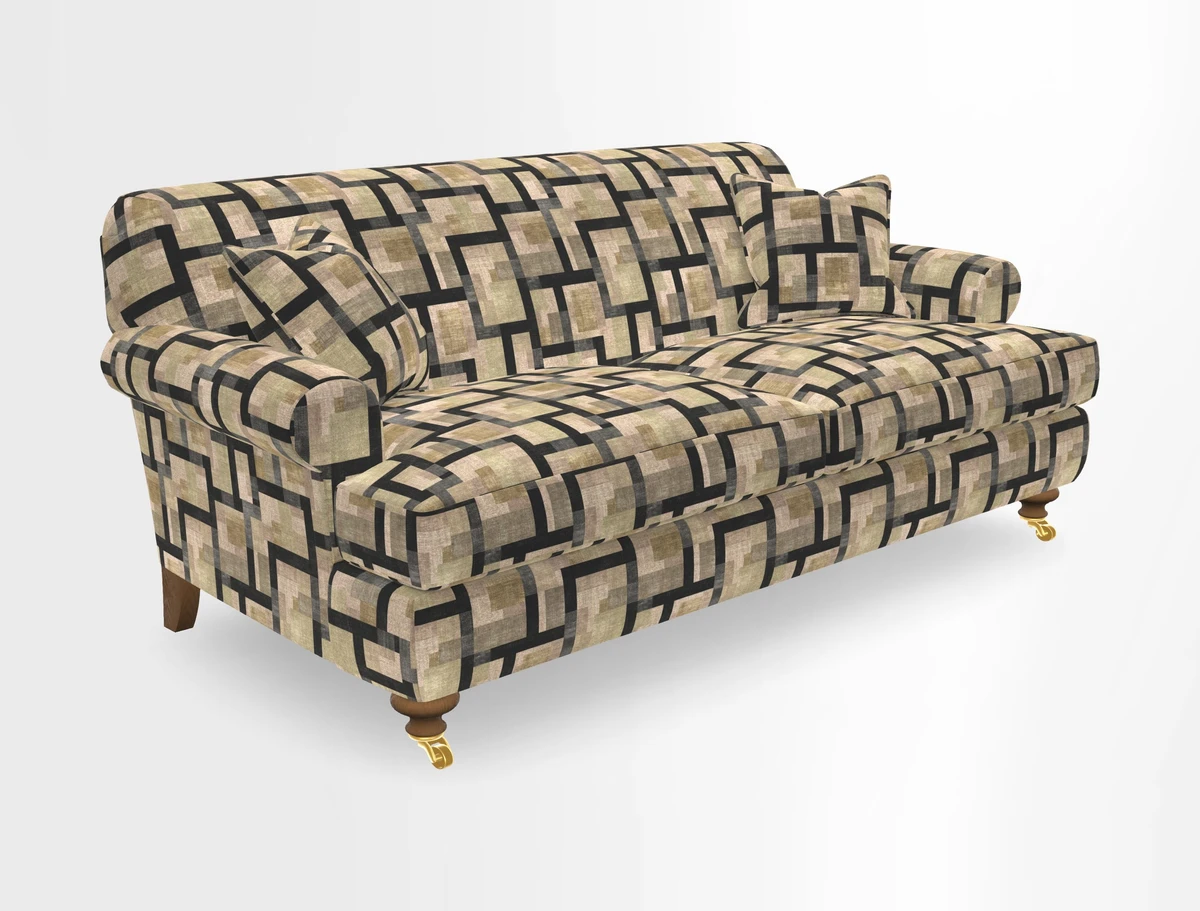 Hampton 3 Seater Sofa in V&A Threads of India Opulent Velvets Regal Poppy Chalk