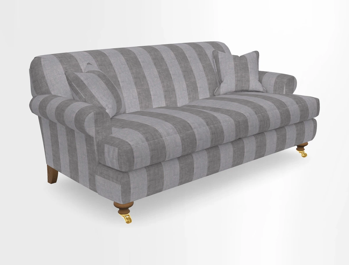 Hampton 3 Seater Sofa in V&A Threads of India Opulent Velvets Regal Poppy Chalk