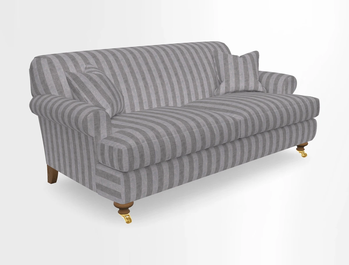 Hampton 3 Seater Sofa in V&A Threads of India Opulent Velvets Regal Poppy Chalk