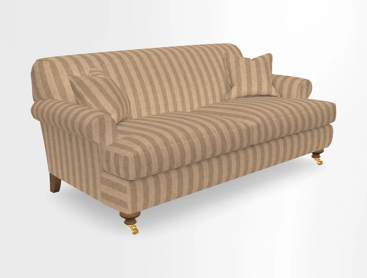 Hampton 3 Seater Sofa in V&A Threads of India Opulent Velvets Regal Poppy Chalk