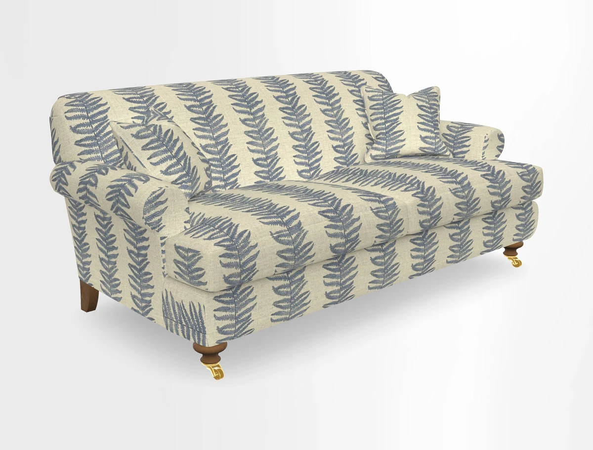 Hampton 3 Seater Sofa in V&A Threads of India Opulent Velvets Regal Poppy Chalk