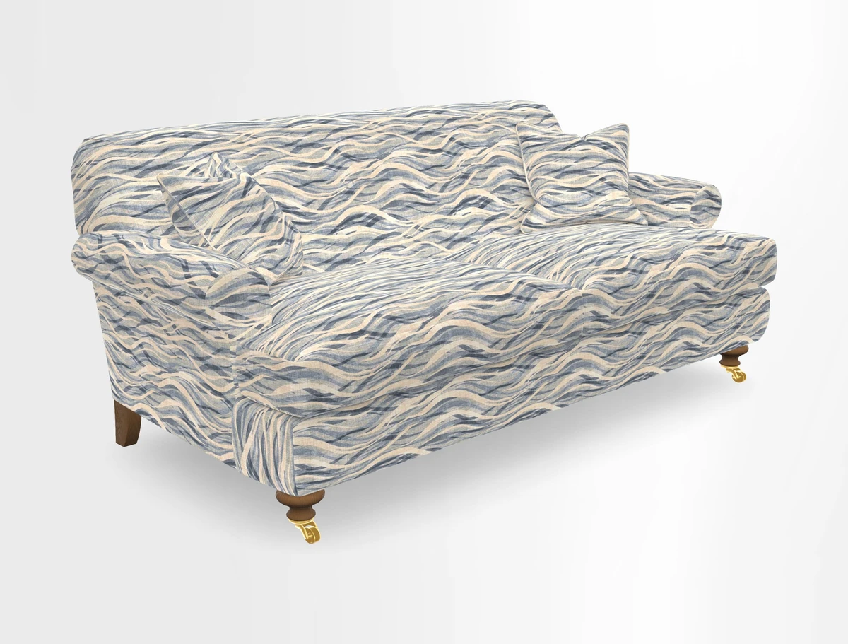 Hampton 3 Seater Sofa in V&A Threads of India Opulent Velvets Regal Poppy Chalk
