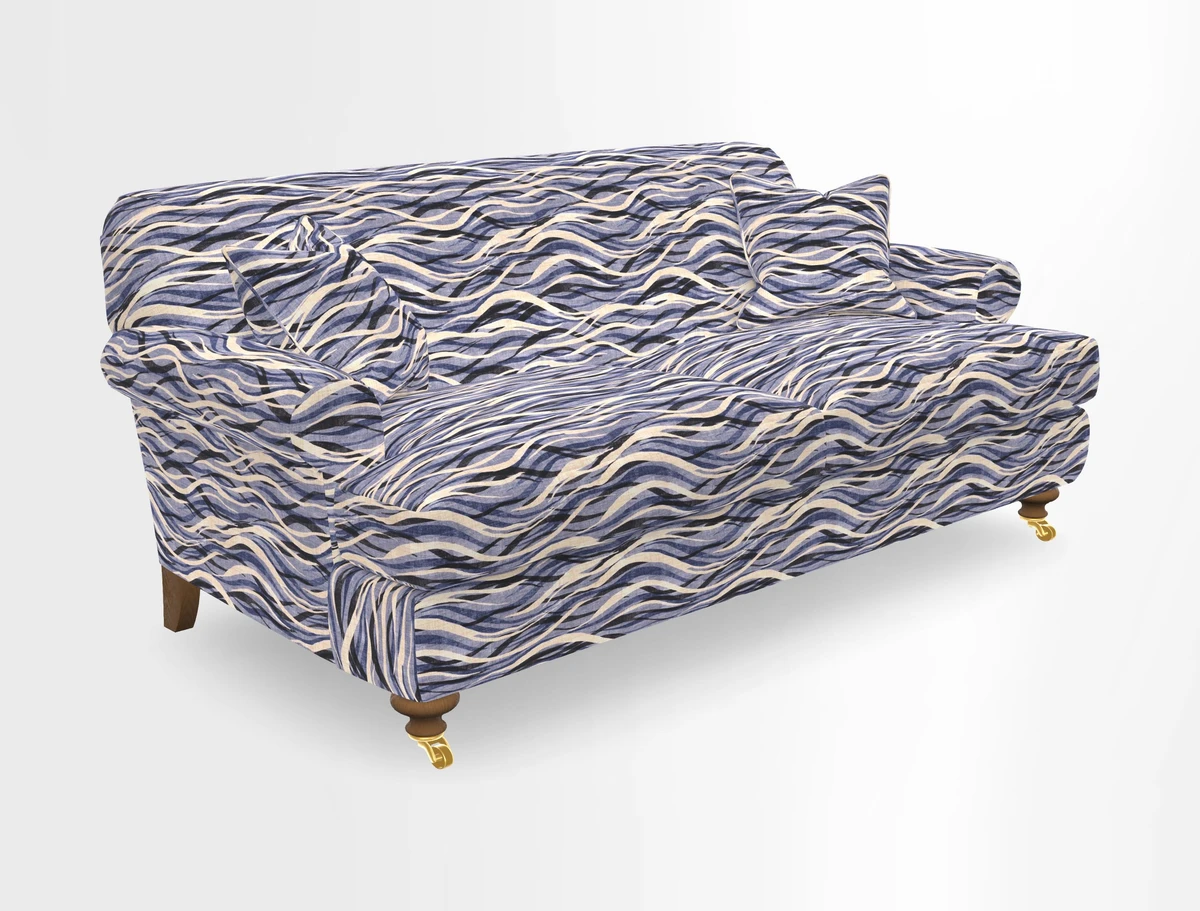 Hampton 3 Seater Sofa in V&A Threads of India Opulent Velvets Regal Poppy Chalk