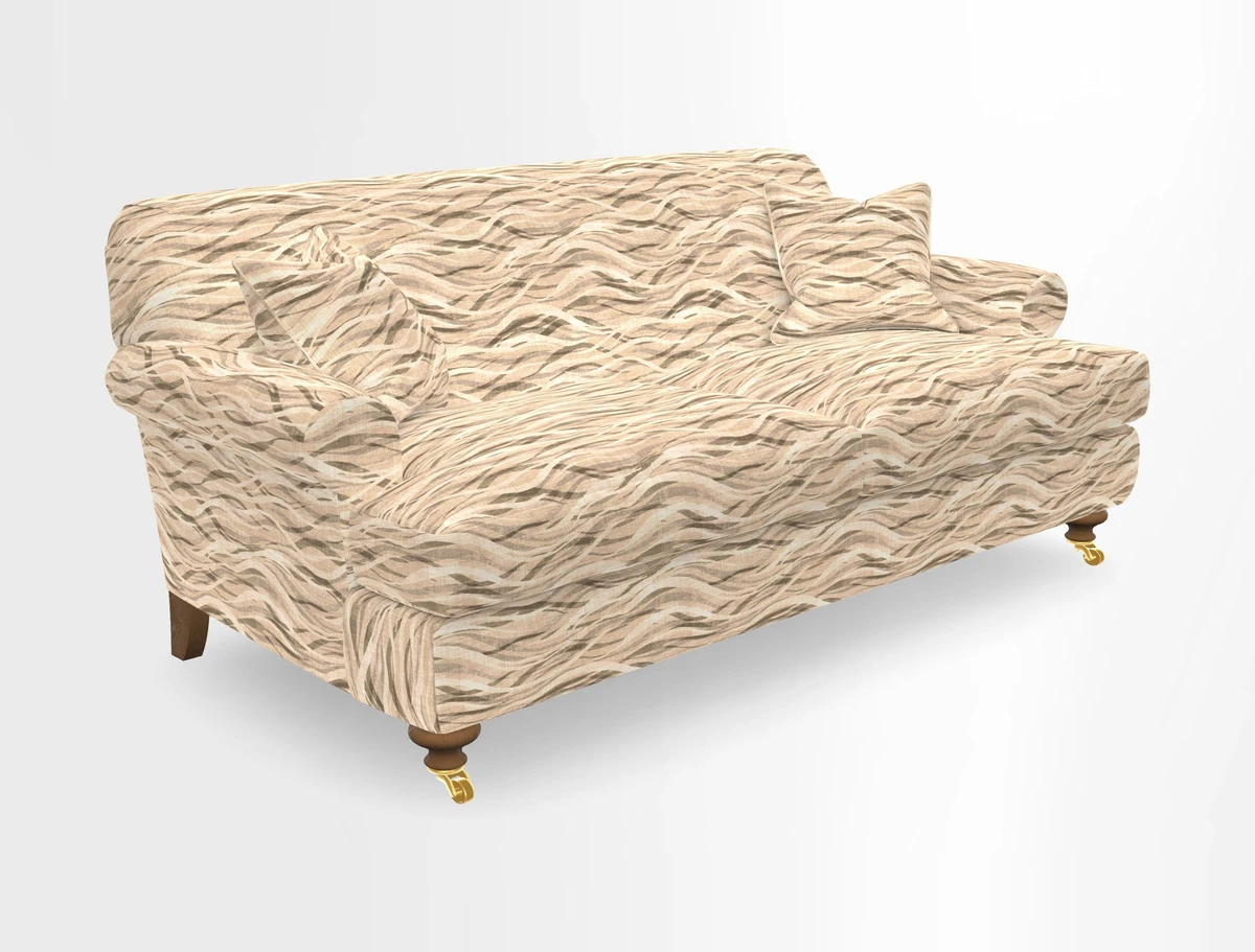Hampton 3 Seater Sofa in V&A Threads of India Opulent Velvets Regal Poppy Chalk