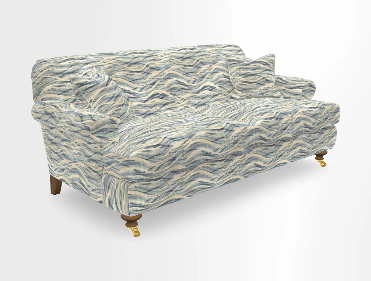 Hampton 3 Seater Sofa in V&A Threads of India Opulent Velvets Regal Poppy Chalk