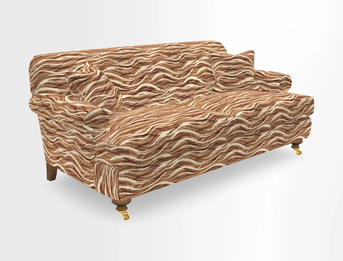 Hampton 3 Seater Sofa in V&A Threads of India Opulent Velvets Regal Poppy Chalk