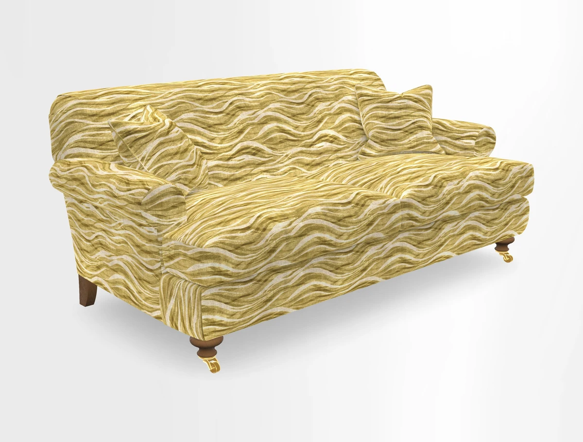Hampton 3 Seater Sofa in V&A Threads of India Opulent Velvets Regal Poppy Chalk