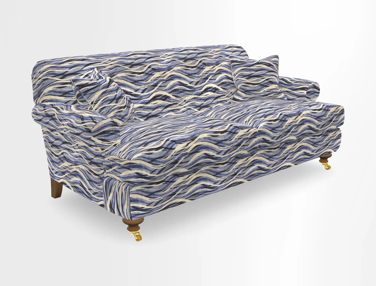 Hampton 3 Seater Sofa in V&A Threads of India Opulent Velvets Regal Poppy Chalk