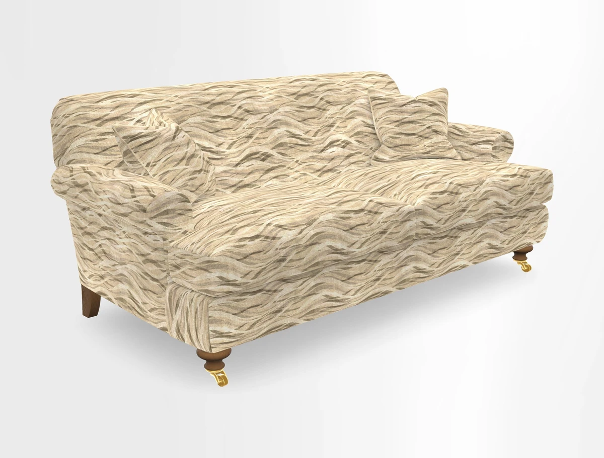 Hampton 3 Seater Sofa in V&A Threads of India Opulent Velvets Regal Poppy Chalk