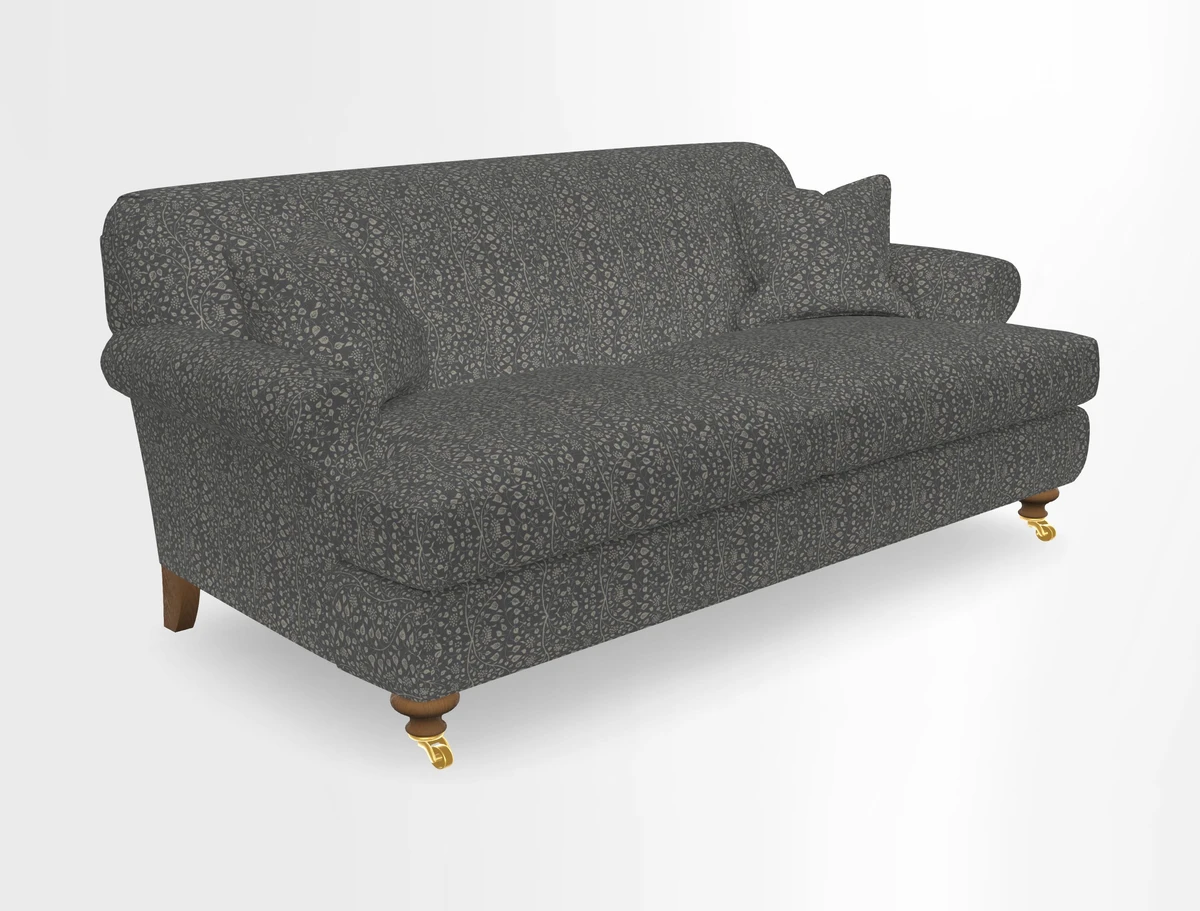 Hampton 3 Seater Sofa in V&A Threads of India Opulent Velvets Regal Poppy Chalk