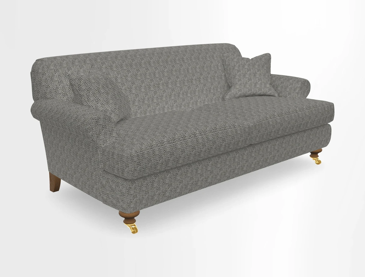 Hampton 3 Seater Sofa in V&A Threads of India Opulent Velvets Regal Poppy Chalk
