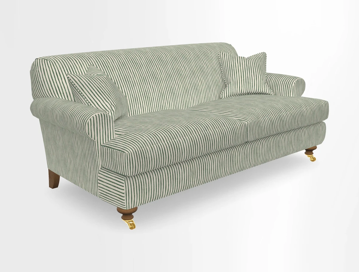 Hampton 3 Seater Sofa in V&A Threads of India Opulent Velvets Regal Poppy Chalk