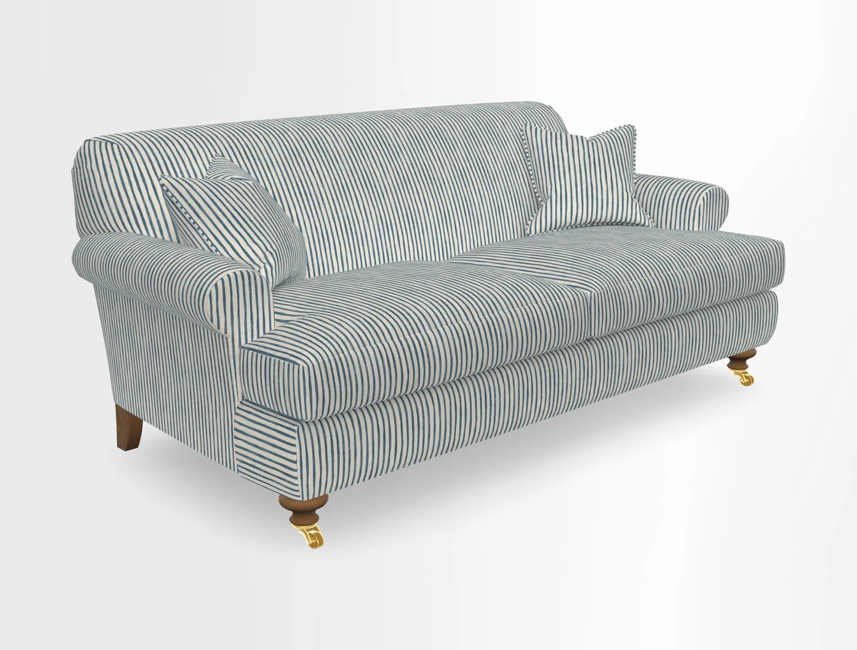 Hampton 3 Seater Sofa in V&A Threads of India Opulent Velvets Regal Poppy Chalk