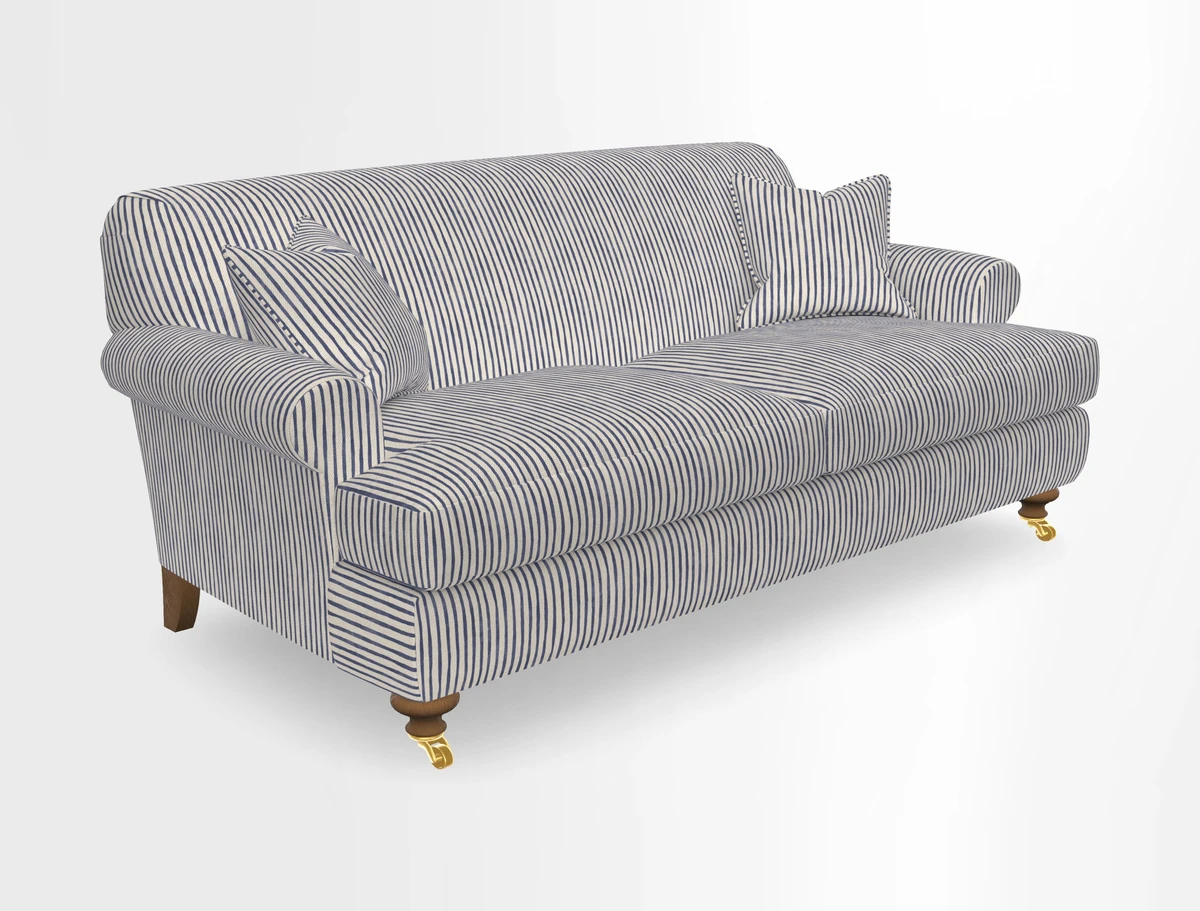 Hampton 3 Seater Sofa in V&A Threads of India Opulent Velvets Regal Poppy Chalk