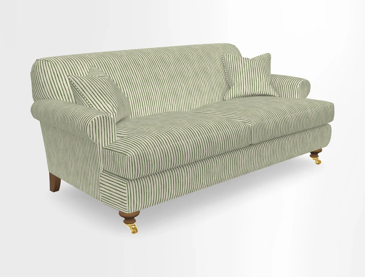 Hampton 3 Seater Sofa in V&A Threads of India Opulent Velvets Regal Poppy Chalk
